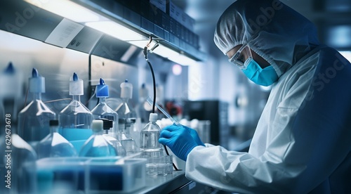 portrait of doctor in medical mask, doctor in the laboratory