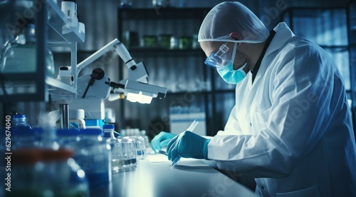 portrait of doctor in medical mask, doctor in the laboratory