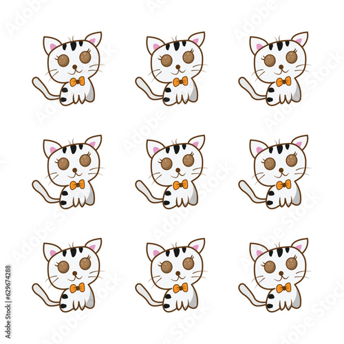 set of cute cartoon cats