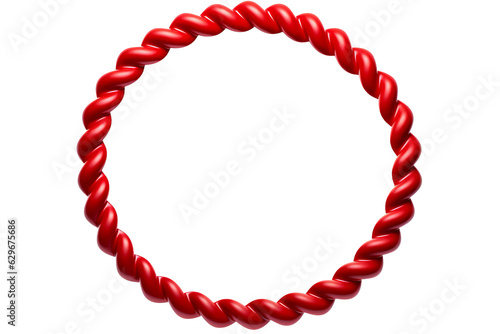 Red rope in a circle isolated on transparent background , generative ai