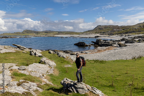 Obraz na płótnie woman hiking on the isle of Colonsay, Scotland w salonie