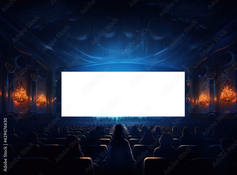 Fototapeta premium Big cinema with empty screen mockup