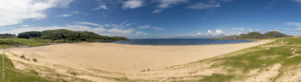 panoramic shot of Kiloran Bay on the isle of Colonsay in Scotland