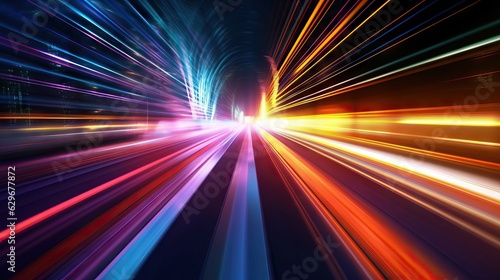 Futuristic High Speed Light Tail , speed communication concept, cyberspace futuristic image.