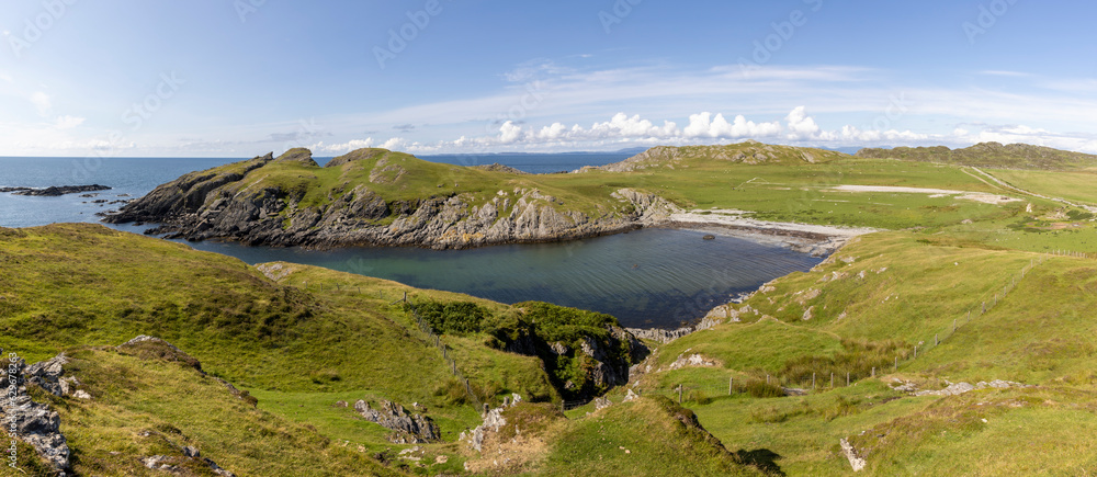 panoramic shot coastline on the isle of Colonsay in Scotland