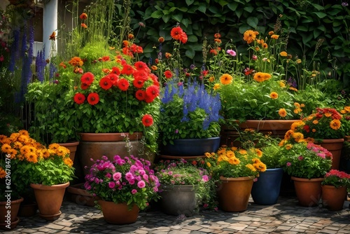 pots in the garden