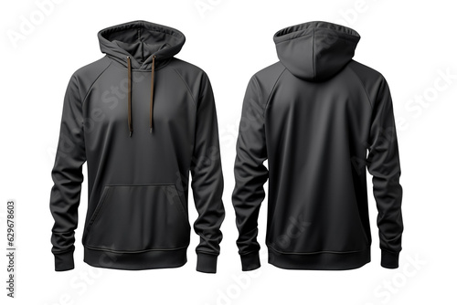 set of black hoodies isolated on transparent background. Generative Ai