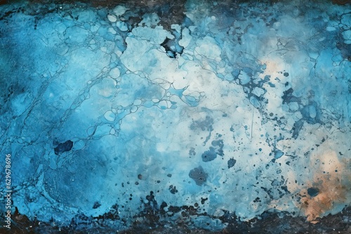 Marble Symphony: Blue and Copper Marbled Background Texture (Generative AI)