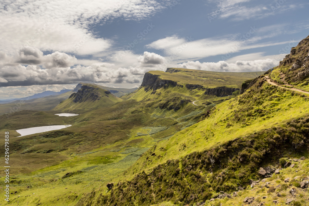 The Quiraing is a geological formation on the Scottish Isle of Skye and a hiker's paradise