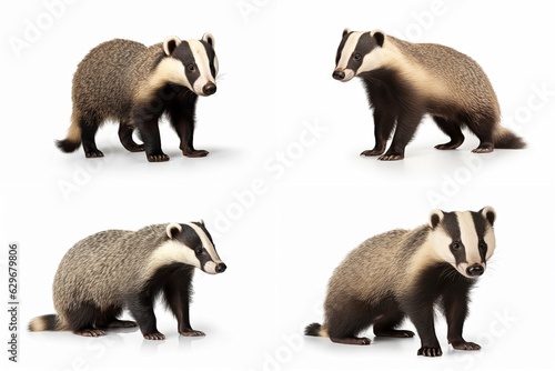badger set isolated on white background. © Fotograf