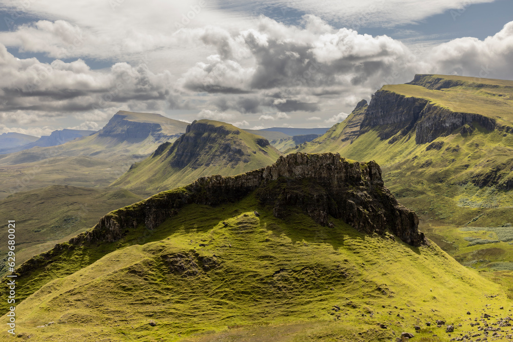 The Quiraing is a geological formation on the Scottish Isle of Skye and a hiker's paradise