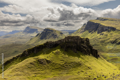 Obraz na płótnie The Quiraing is a geological formation on the Scottish Isle of Skye and a hiker's paradise w salonie