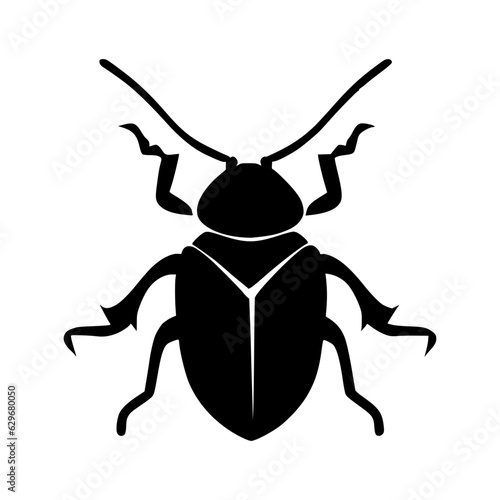 Silhouette logo of a beetle. black icon of a bug. vector icon for computer bugs. simple logo of computer viruses.