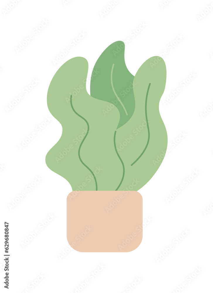 Decorative house plant in ceramic pot semi flat colour vector object. Taking care of plants. Editable cartoon clip art icon on white background. Simple spot illustration for web graphic design Decorative house plant in ceramic pot semi flat colour vector object. Taking care of plants. Editable cartoon clip art icon on white background. Simple spot illustration for web graphic design