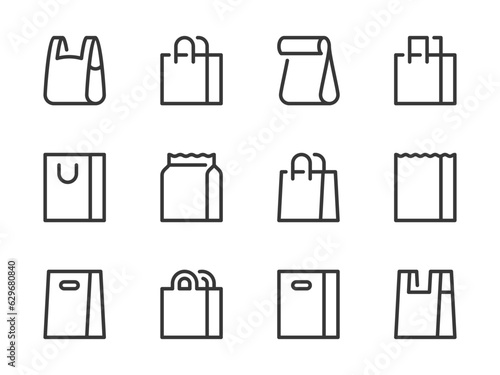 Obraz na plátně Shopping bag and Shopper variations vector line icons
