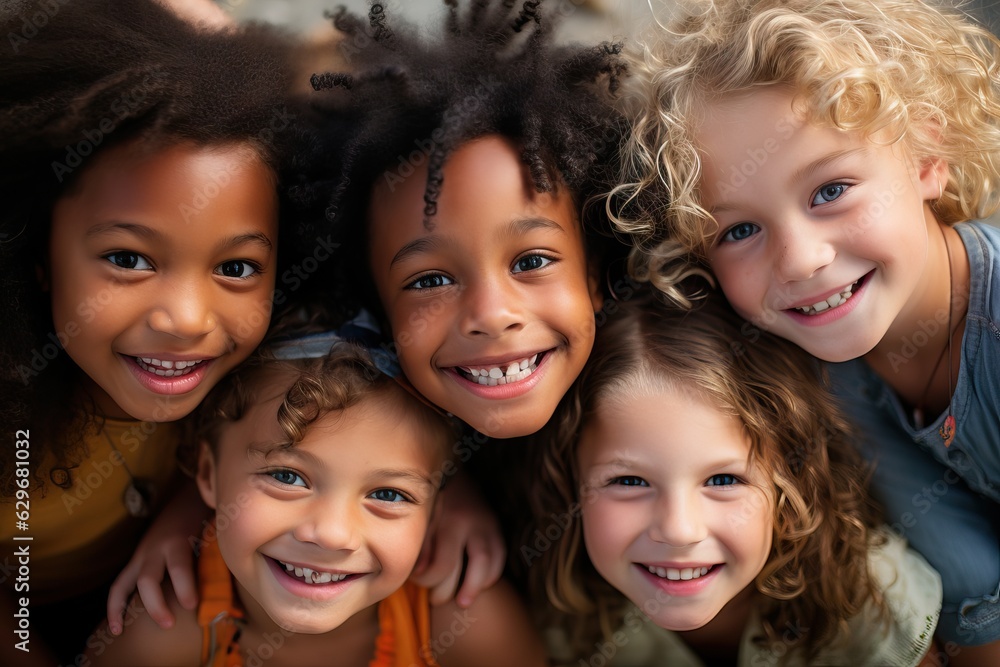 Close up of pre-teen friends in a park smiling to camera Close up of pre-teen friends in a park smiling to camera