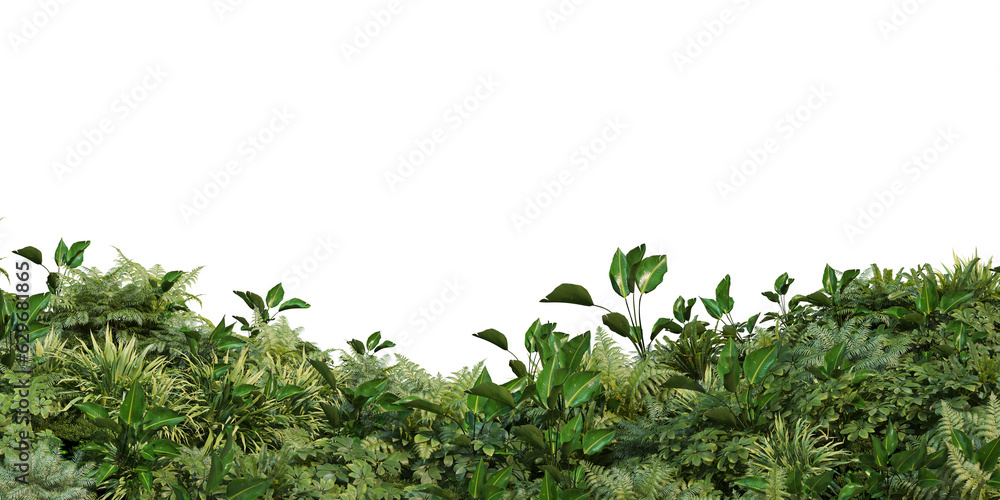 Small garden foreground with multiple plants on transparent background Small garden foreground with multiple plants on transparent background