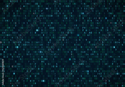 Binary computer code. Cyber background constructed with numbers one and zero. Abstract visualization of programming. Vector illustration.