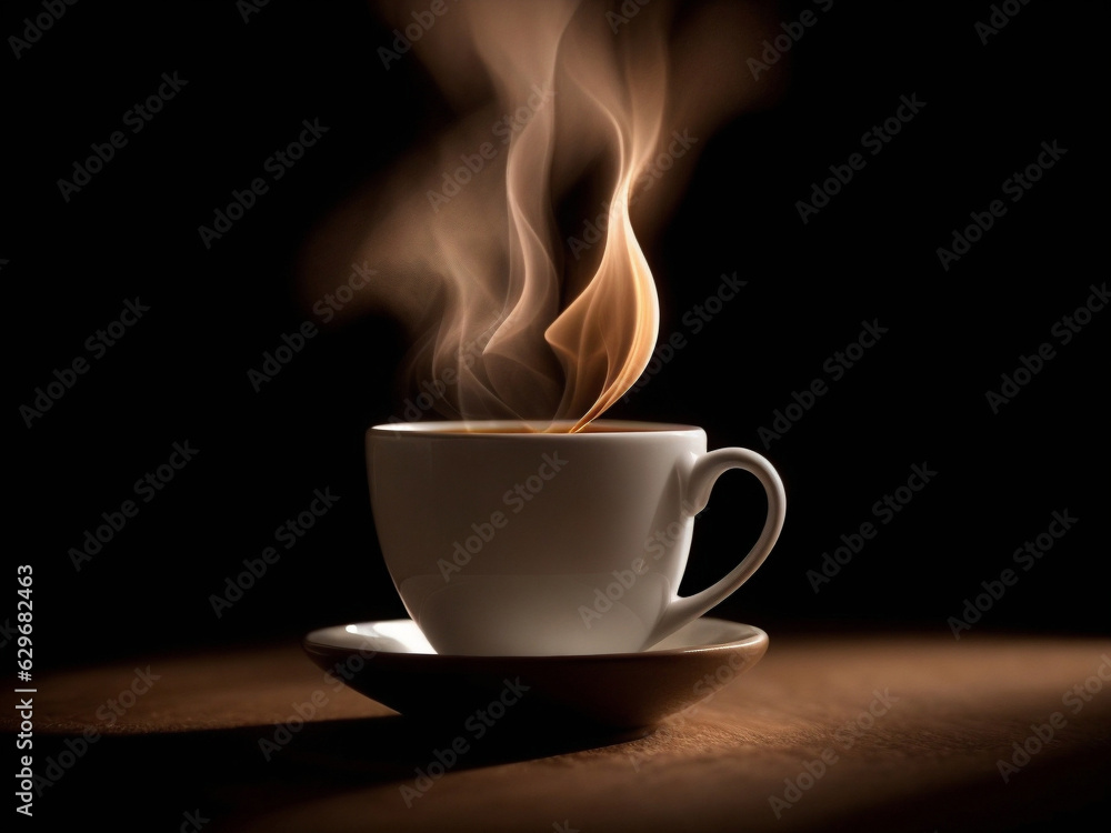 cup of coffee ( or tea ) with steam on a dark background cup of coffee ( or tea ) with steam on a dark background