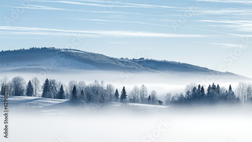 Beautiful winter landscape - foggy and beautiful weather © Roman