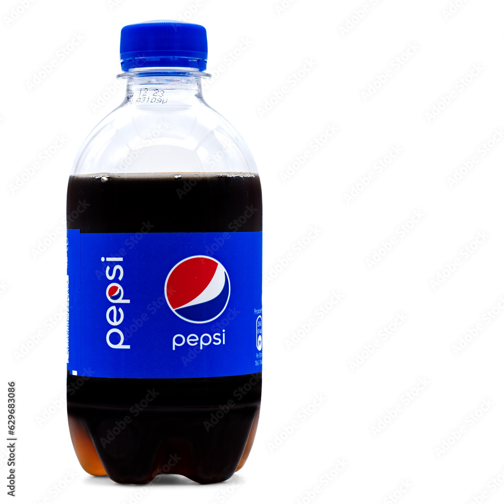 Pepsi PET,soft drink bottle,product isolated on white background Stock