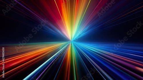 Rainbow colors with flash neon lines over dark background