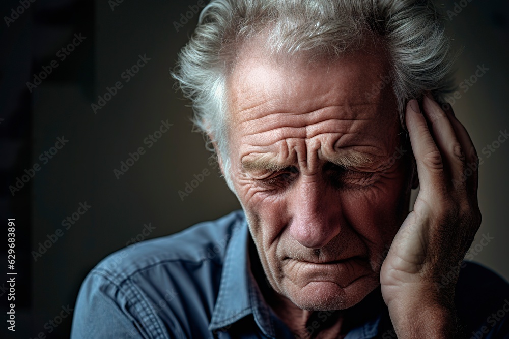 Senior man with suffering symptoms of Alzheimer disease Senior man with suffering symptoms of Alzheimer disease