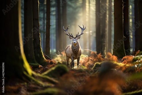Majestic Red Deer in the misty forest © Pajaros Volando