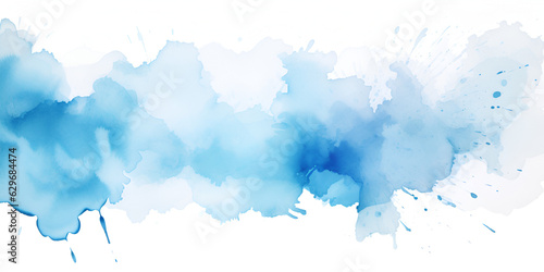 Blue watercolor abstract spot on white background, ai generated