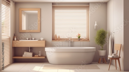 beige bathroom interior sink bathtub on, generative ai