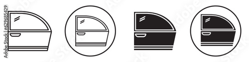 Car Door symbol Icon vector set collection in black and white for web app ui use. Sign mark of automotive  vehicle side  repair or secure by lock for protection. 