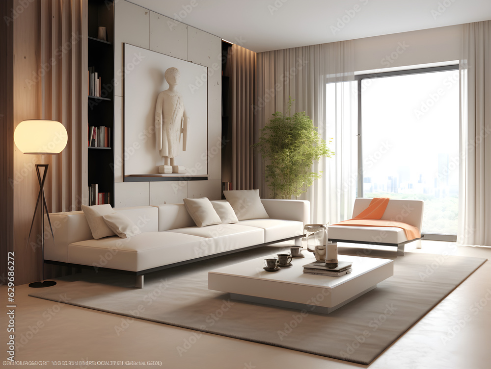 A luxurious and upscale residence with a modern minimalist interior design A luxurious and upscale residence with a modern minimalist interior design