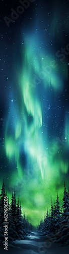 bookmark with northern lights illustration