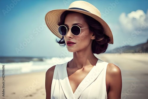 portrait of a woman in sunglasses generative with AI technology