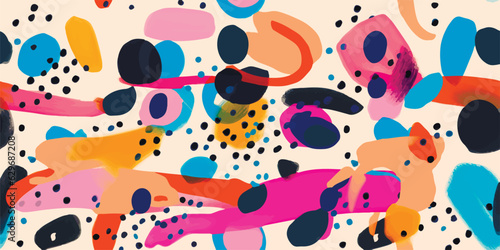 Colorful modern hand drawn trendy abstract pattern. Creative collage seamless pattern design.