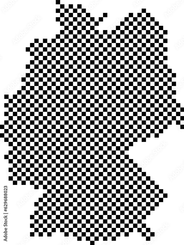 Germany map country from checkered black and white square grid pattern