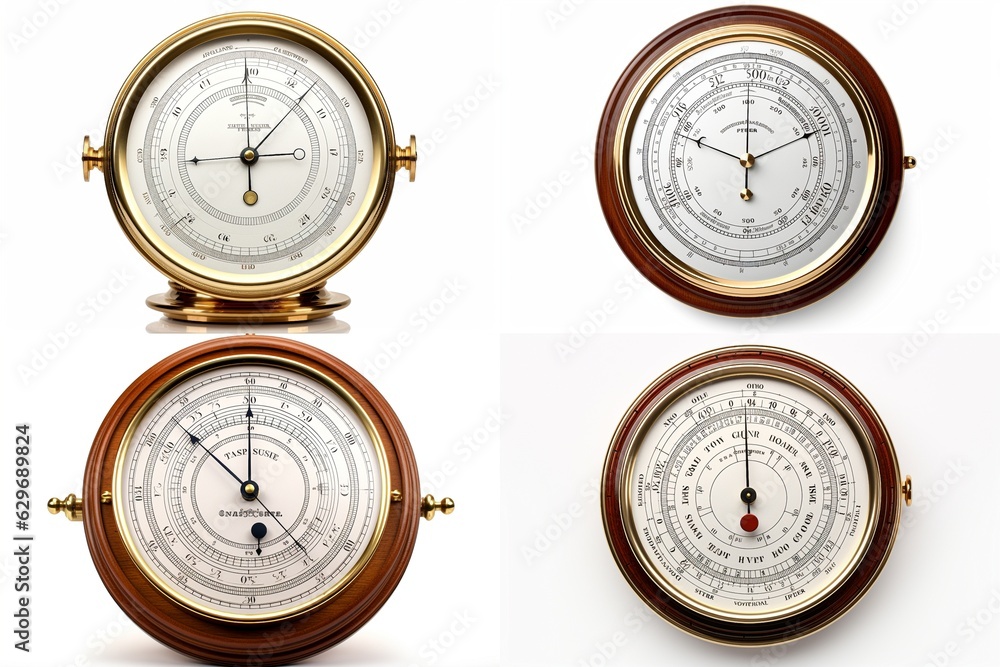 set of barometers isolated on white background. set of barometers isolated on white background.