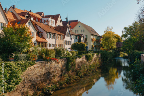 Old national German town house in Bietigheim-Bissingen, Baden-Wuerttemberg, Germany, Europe. Old Town is full of colorful and well preserved buildings. © andreiko