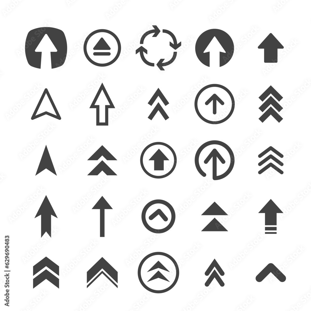 Arrow icon set. Collection of different arrows. Black vector pictogram. Arrow icon set. Collection of different arrows. Black vector pictogram.
