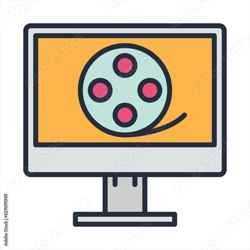 Film reel, computer icon. Simple line, outline vector elements of cinematography icons for ui and ux, website or mobile application