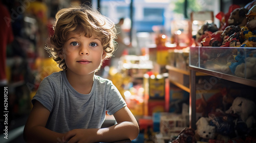 Young boy in a toy store with beautiful day light © amila