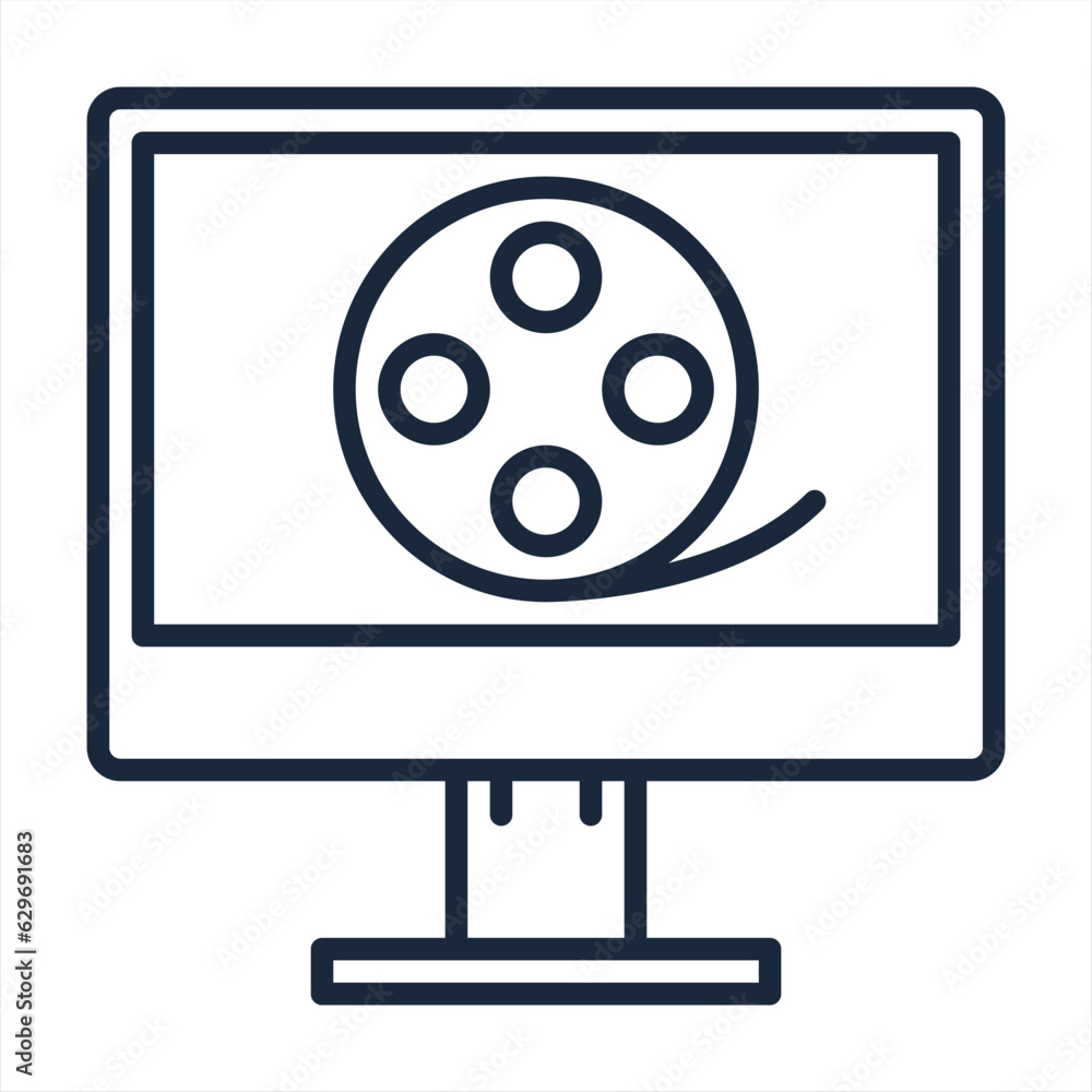 Film reel, computer icon. Simple line, outline vector elements of cinematography icons for ui and ux, website or mobile application
