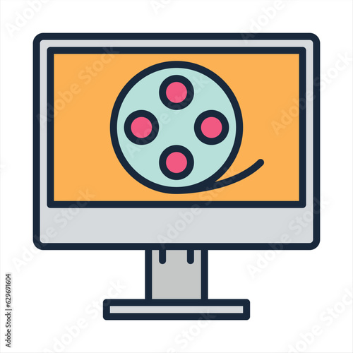 Film reel, computer icon. Simple line, outline vector elements of cinematography icons for ui and ux, website or mobile application