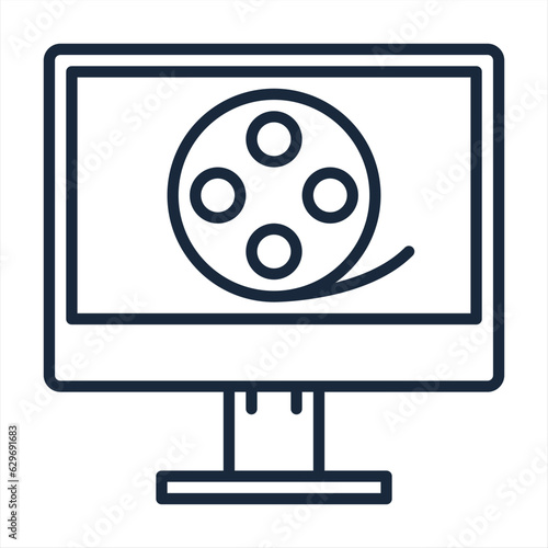 Film reel, computer icon. Simple line, outline vector elements of cinematography icons for ui and ux, website or mobile application