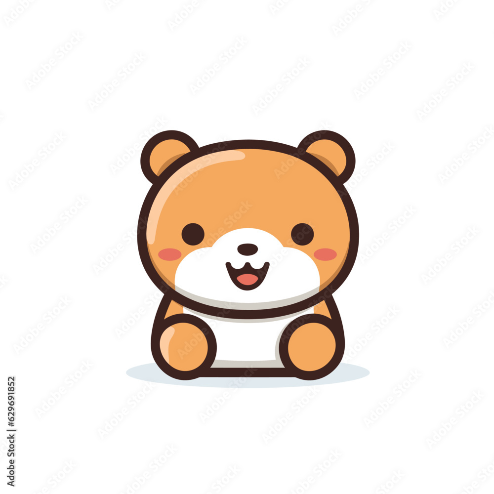 Naklejka premium Bear. Bear hand-drawn comic illustration. Cute vector doodle style cartoon illustration.