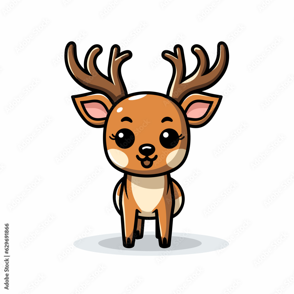 Deer. Deer hand-drawn comic illustration. Cute vector doodle style cartoon illustration.