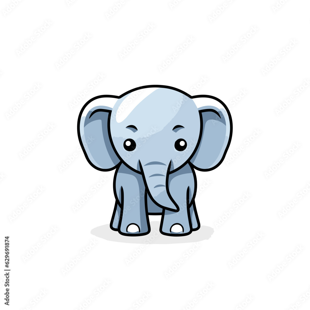 Elephant. Elephant hand-drawn comic illustration. Cute vector doodle style cartoon illustration.