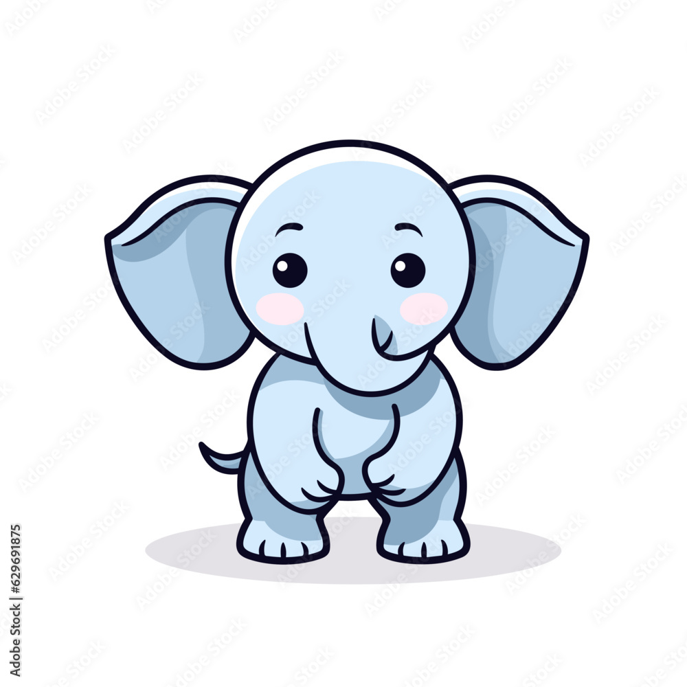 Elephant. Elephant hand-drawn comic illustration. Cute vector doodle style cartoon illustration.