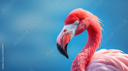 flamingo isolated on blue background © vie_art