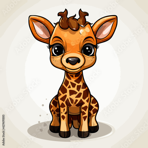 Giraffe. Giraffe hand-drawn comic illustration. Cute vector doodle style cartoon illustration.